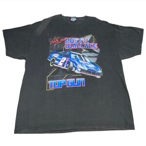 Vintage Rusty Wallace Top Gun Miller Lite Racing Tee XL Black Chase Graphic